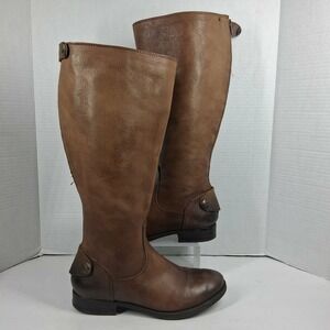 Arturo Chiang Brown Leather Tall Riding Boots Back Zip Womens 7MW AT-FURCW